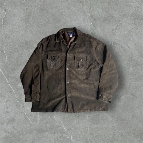 Vintage GAP Leather Jacket Mens XXL Brown Suede Y2K Western Shacket 2000s Cowboy - Picture 1 of 5